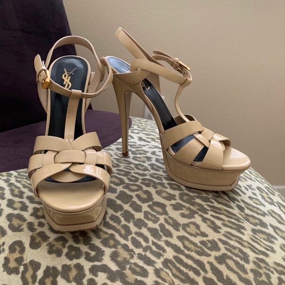 Yves Saint Laurent Shoes - Authentic Nude patent YSL tribute heels Sz 38.5
